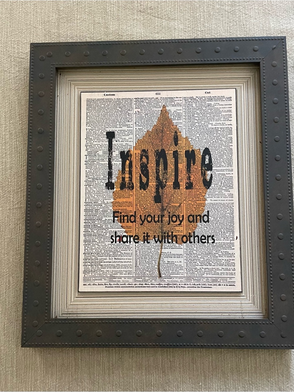 Inspire Wall Art Print in Brown and Black - Motivational Leaf Design